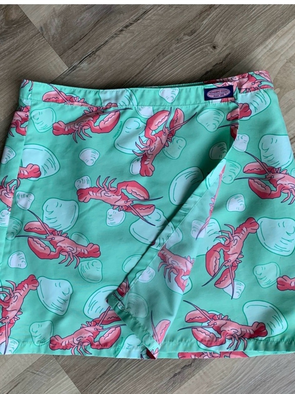 Vineyard Vines Mint Green Mini Skirt with Pink Lobster Print
